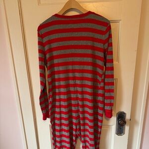 Matching Christmas pajamas Striped Red and Gray One Piece